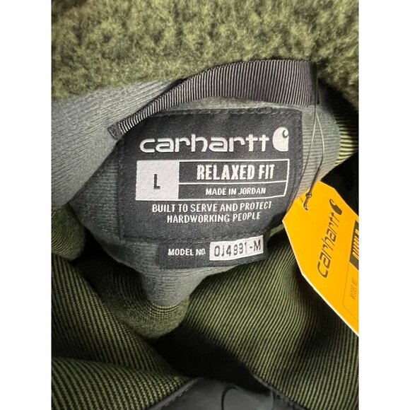 Carhartt Relaxed Fit Fleece Pullover Dark Green Men's Size L New With Tags - Picture 7 of 10